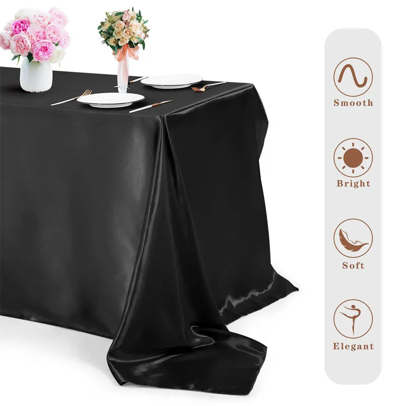 Imitation Silk Black Satin Wedding Color Rectangular Banquet Table Cloth Tea Table Cloth Tablecloth table cloth rectangular tablecloth