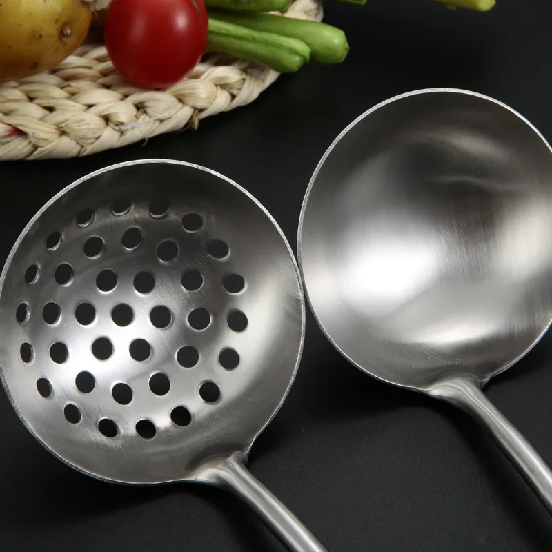 Stainless steel soup spoon 304 long handle ladle colander hot pot skimmer table service restaurant supply