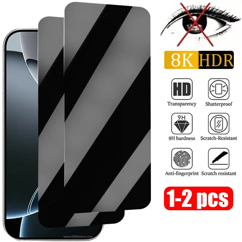 1-2PCS iPhone 16 Pro Max 15 14 13 12 11 Mini X XS XR 7 8 Plus iPhone SE 2020 2022의 개인 정보 보호 화면 보호기 용 스파이 방지 유리