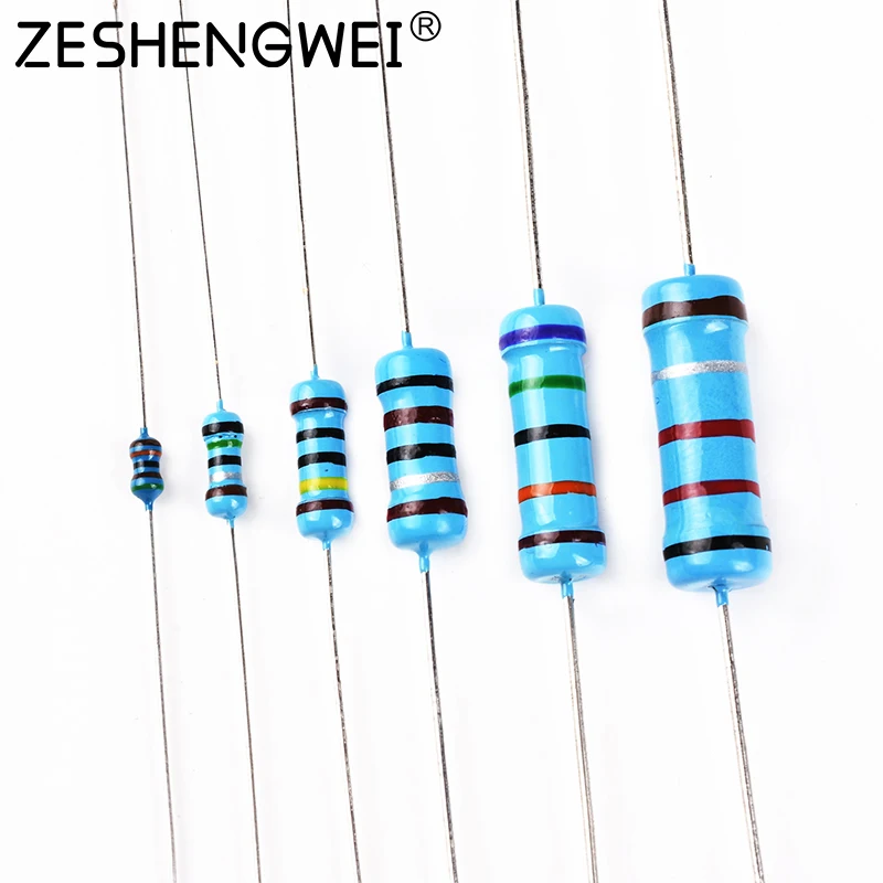 

20PCS 1W Metal Film Resistor 1% Five-color Ring Power Resistor 0.1~1M 2 4.7 10R 47 100 220 360 470 1K 2.2K 10K 22K 4.7K 100K Ohm