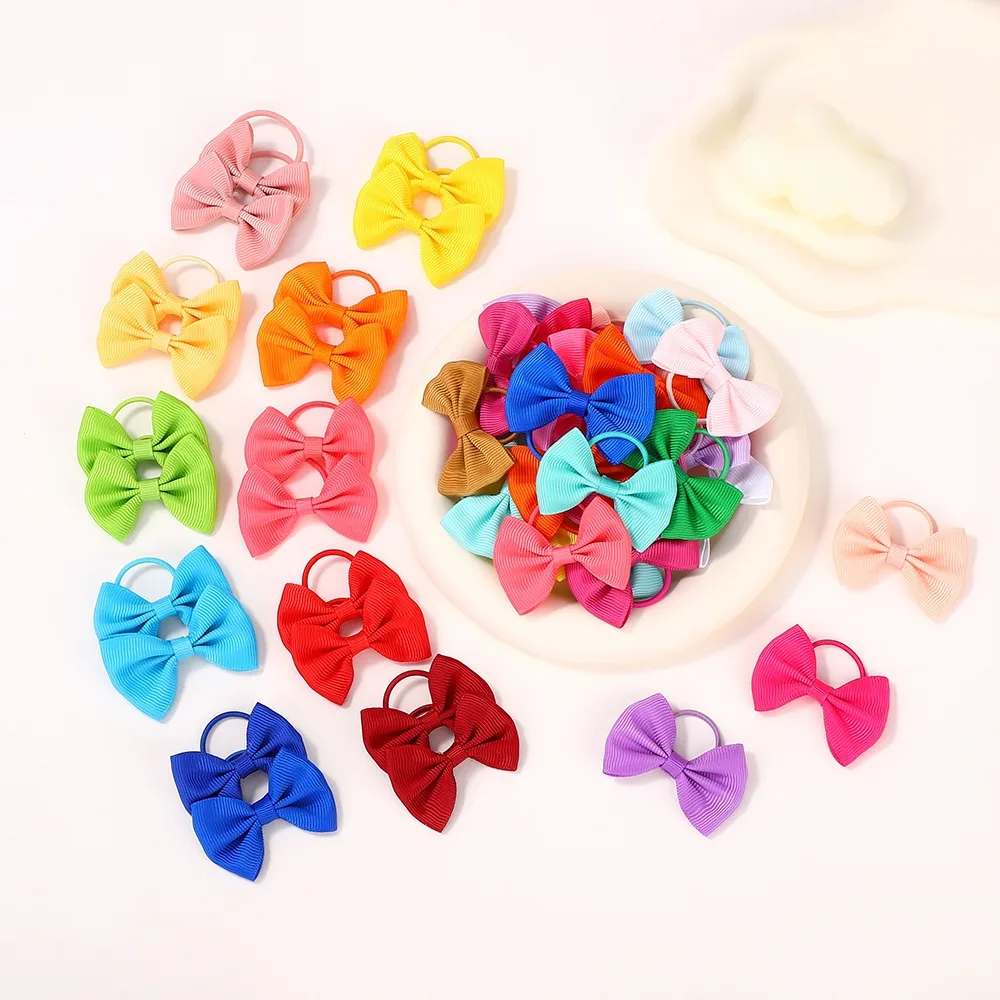 20/40 unids/lote cintas para el cabello lazos para la cabeza corbata para niñas elástico sólido Bowknot diadema de goma sombreros para niños al por mayor