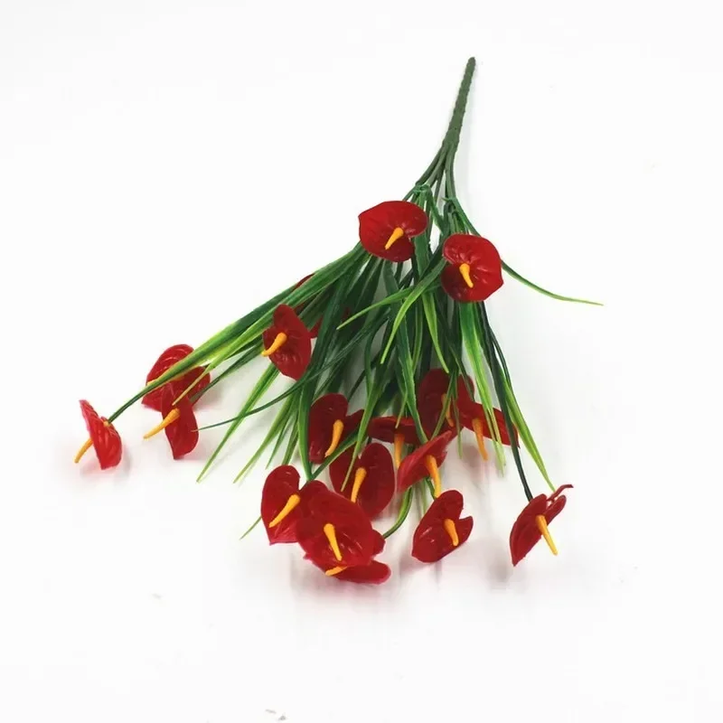 7 Forks Anthurium Artificial Plant Green Plant  Pot Home Decoration Garden Artificial Grass Fake Plants Artificial Flowers