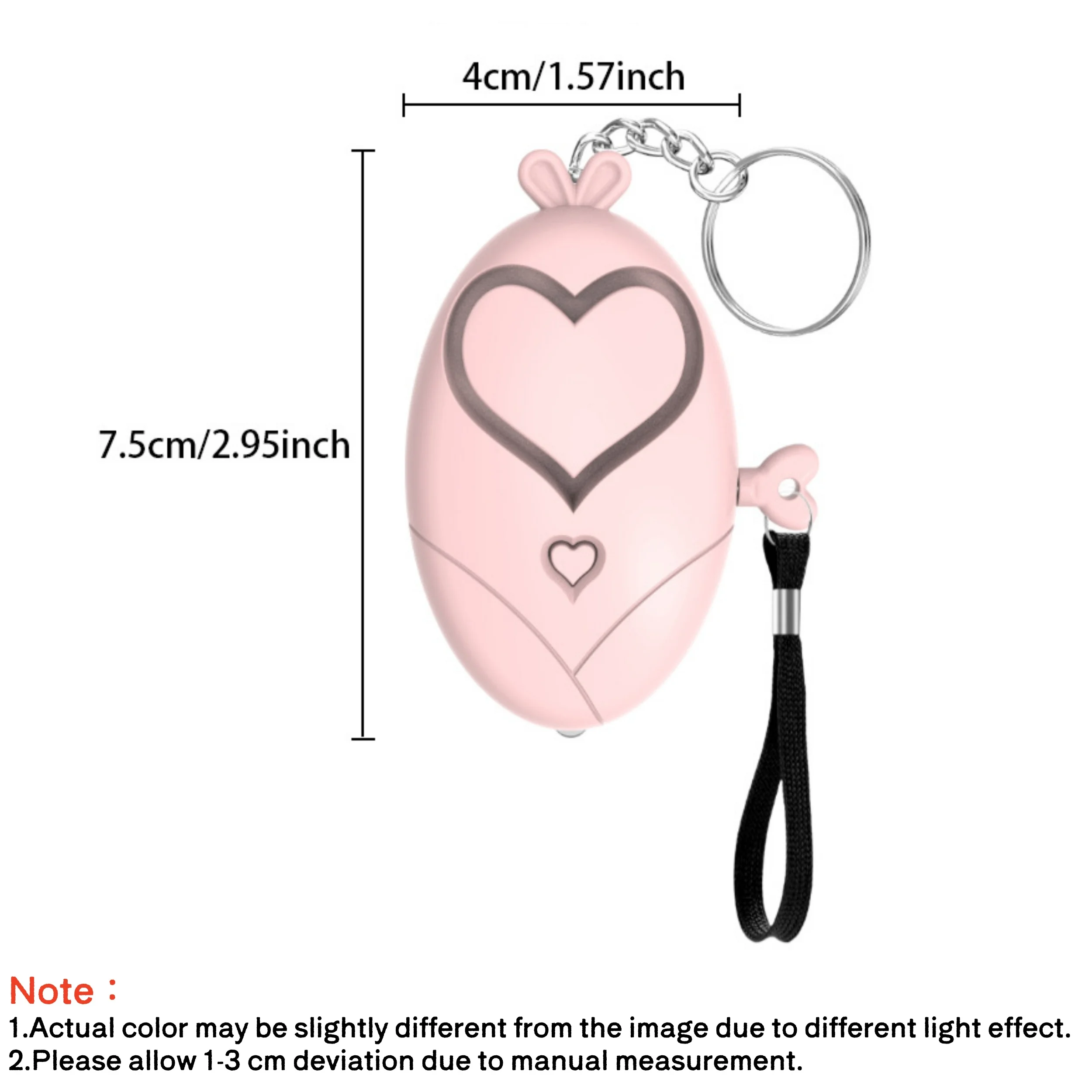 Heart Shaped Personal Safety Alarm - 130DB Portable Keychain Siren