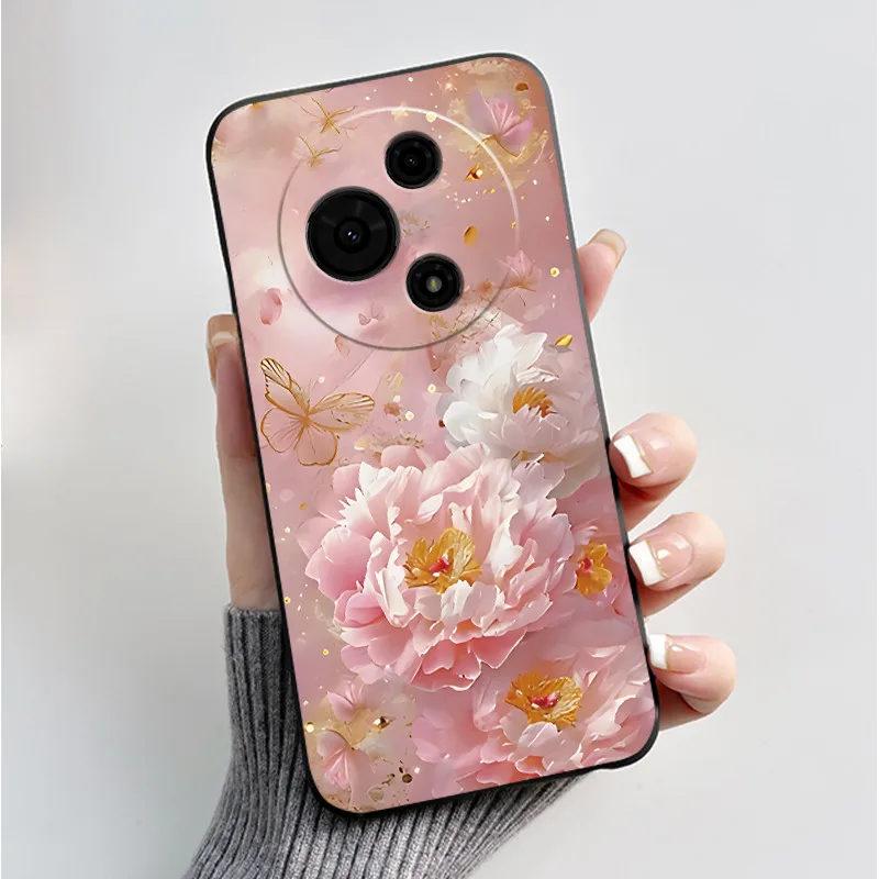 Luxury Fashion Butterfly Flowers Black Soft Silicone Phone Case Protective Cover