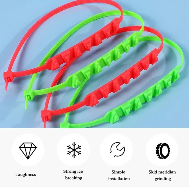 10Pcs Motorcycle Snow Chains Reusable Motorbike Tire Anti Slip/Skid Tie Winter Emergency Safety Belt Tyre Chain Moto Accessories