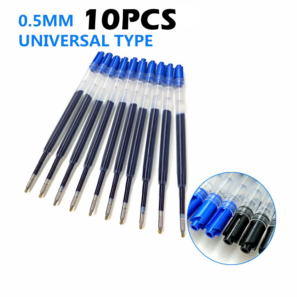 

Ink Gel Pen Refill L98mm Recharge Replacement Ballpoint Pen Neutral Refills for Metal 424 Black Blue Office School 10 PCS.