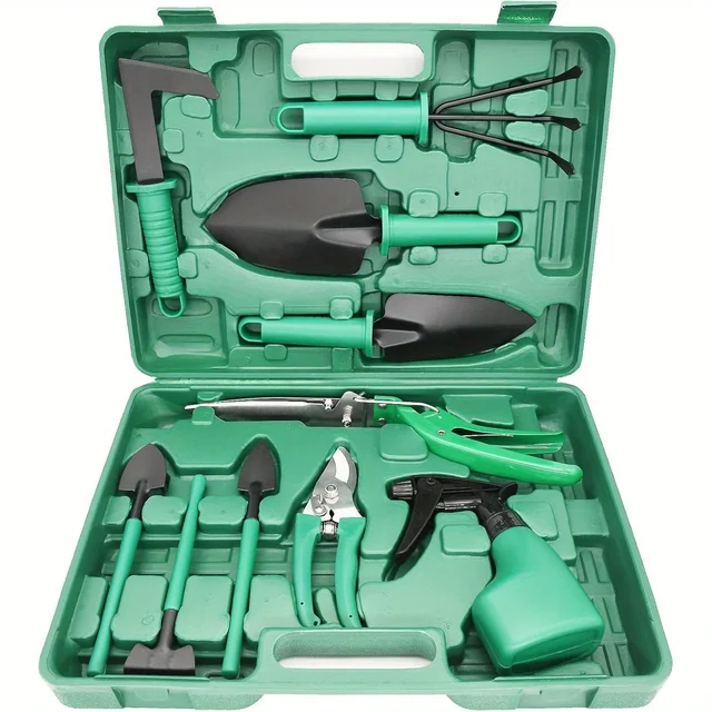 1Set Garden Tool Set Metal Plastic Non Electric with Suitcase 10pcs Pruning Rake Shovel Spatula Sprayer Non Slip Rubber Grip 5