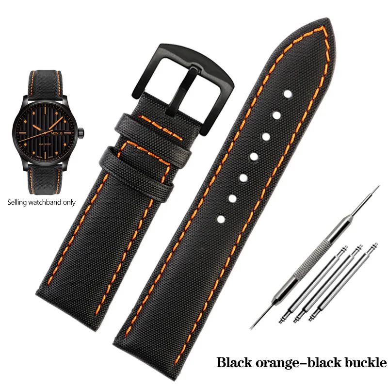 SRDRK Cinturino In Vera Pelle 22 M Per Cinturino Tag Heuer F1 Cinturino Per Orologio In Pelle Con Fibbia Pieghevole Con Cuciture Rosse(Black Black Buckle - Foto 5