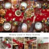 Christmas Gold Snowlfakes Linen Table Runner Holiday Party Decor Winter Xmas Kitchen Dining Table Runners Christmas Decorations 5