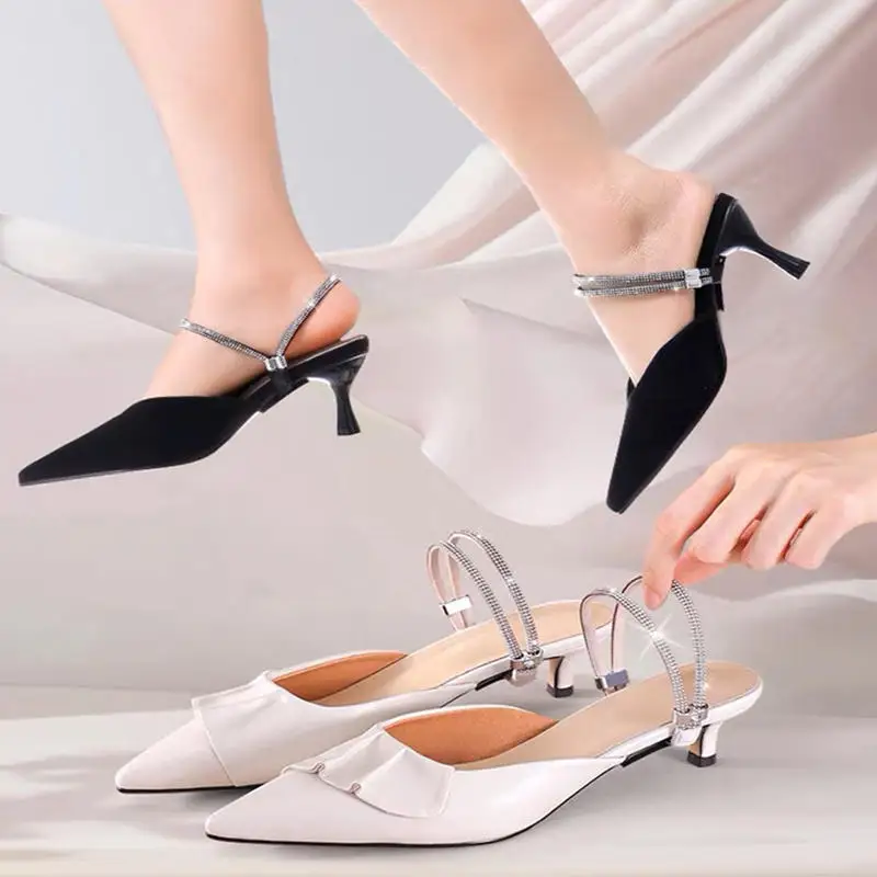 1 paar Strass High Heels Schuhe Band Anti-lose Frauen Diamant Schnürsenkel Anti-drop Ferse Straps Gürtel Bohrer elastische Feste Gürtel – Detail 4