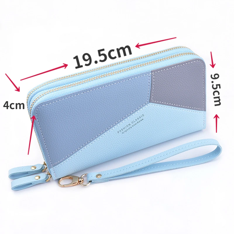 2023 New Women's Wallet Double Zipper Long Fashion Simple Handbags for Women Lychee Pattern Large Capacity Double Women's Purses 5