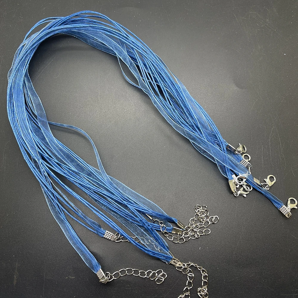 Colorful Necklace Rope Set: 6-Piece Assorted Ribbon & Leather Pendant Ropes with Metal Lobster Clasps