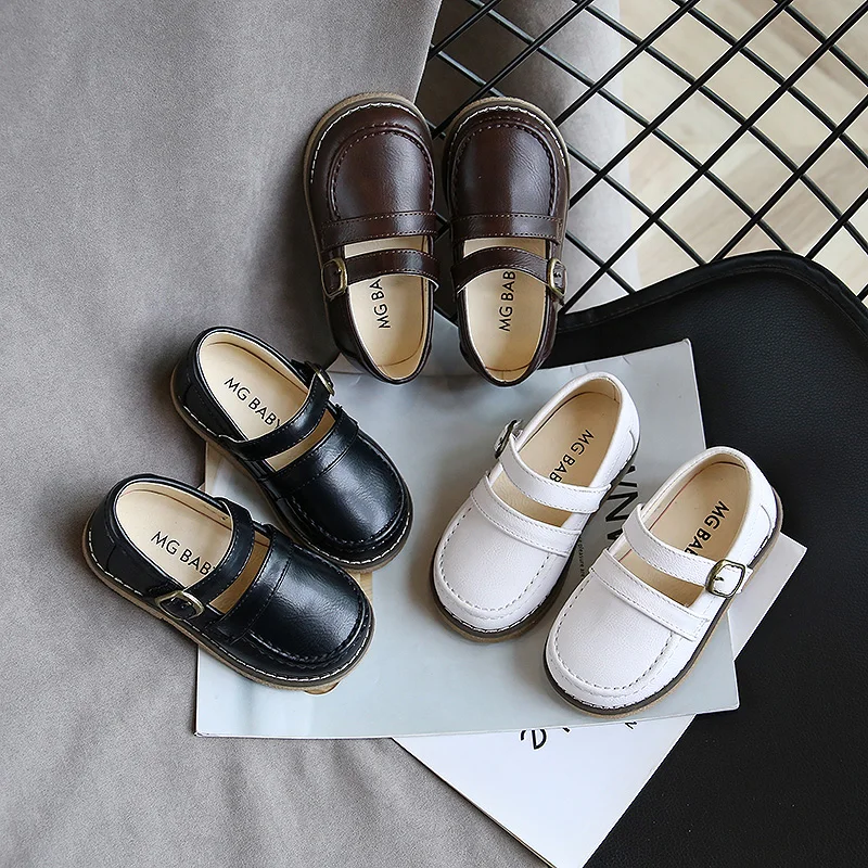 Kids Leather Shoes Spring Autumn New Solid Color Bowtie Tassel Boys Sneakers Baby Girl Shoes Soft Bottom SMG095