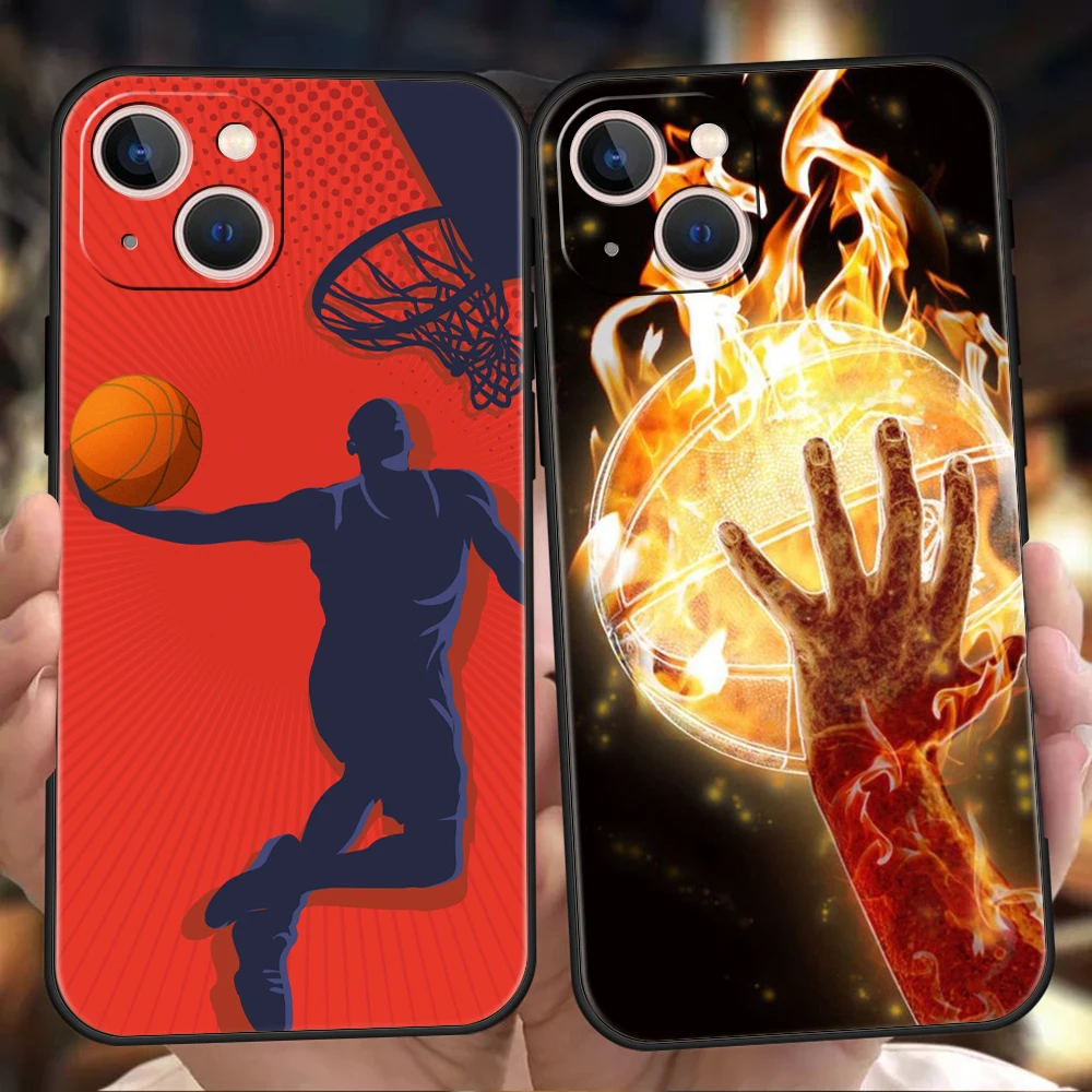 

Basketball Basket Sports Phone Case Cover for iPhone 15 14 13 12 Pro Max XR XS X 11 7 8 Plus SE 2020 13 Mini Silicone Soft Shell