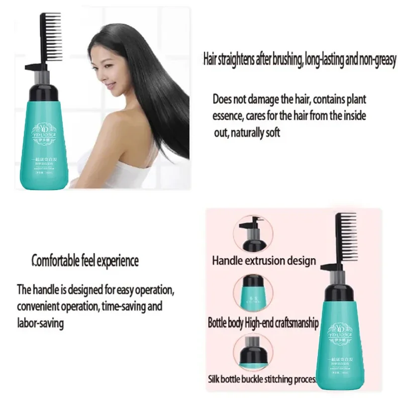 Hair Straightening Cream And Comb Set Nourishing No Hurting Repair Damaged Hair Keratin Smooth Care Improving Frizziness Ionperm keratin hair cream