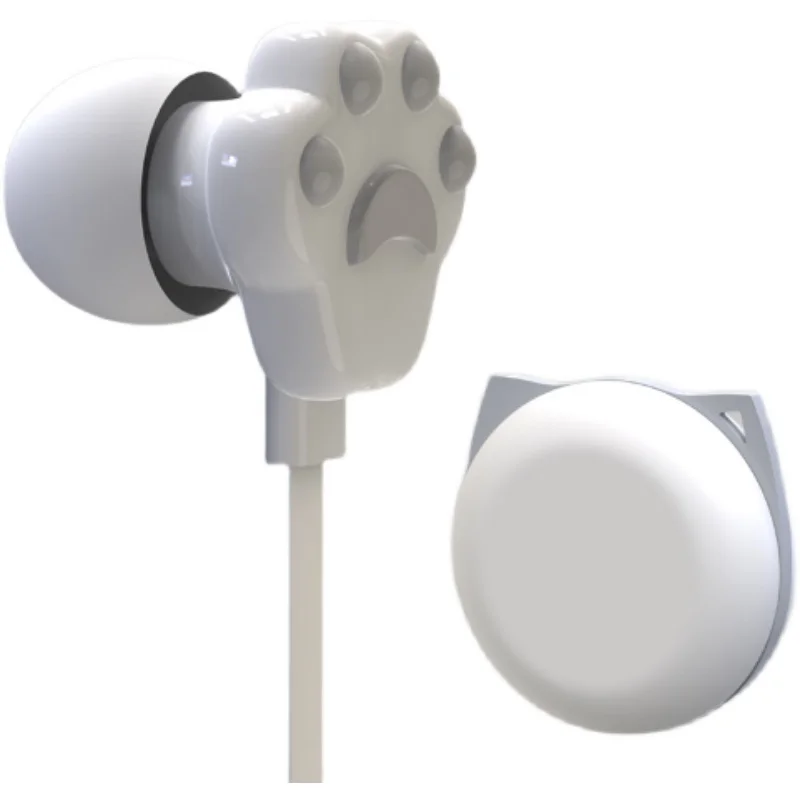 Sport Earphone Wired Cartoon Cute Cat Paw 3.5mm Earphone Earbud With Built-in Microphone Hands Free With Earphone Box