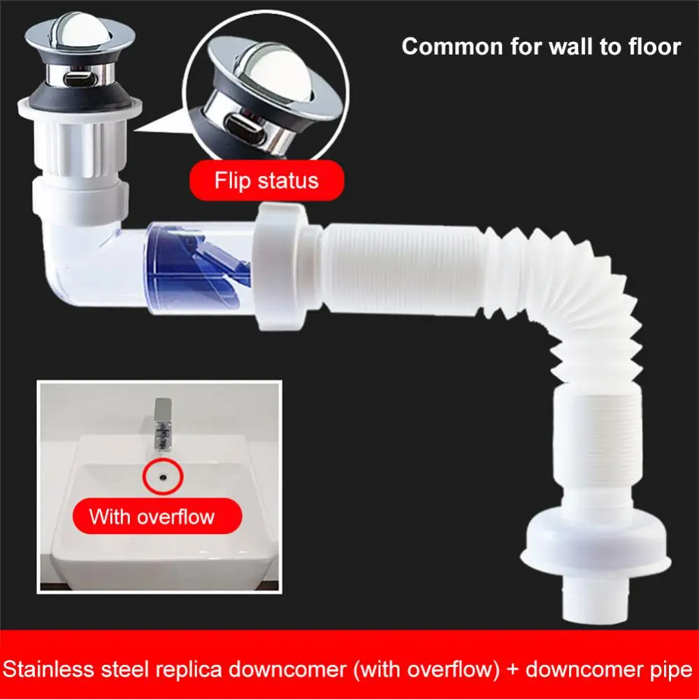 ABS Drain Hose Washbasin Corrugated Curved Pipe Bathroom Expandable Rotate Drain Tube Kitchen Sink Anti-blocking Sewer Deodorant basin sink drain sink drain pipe set
