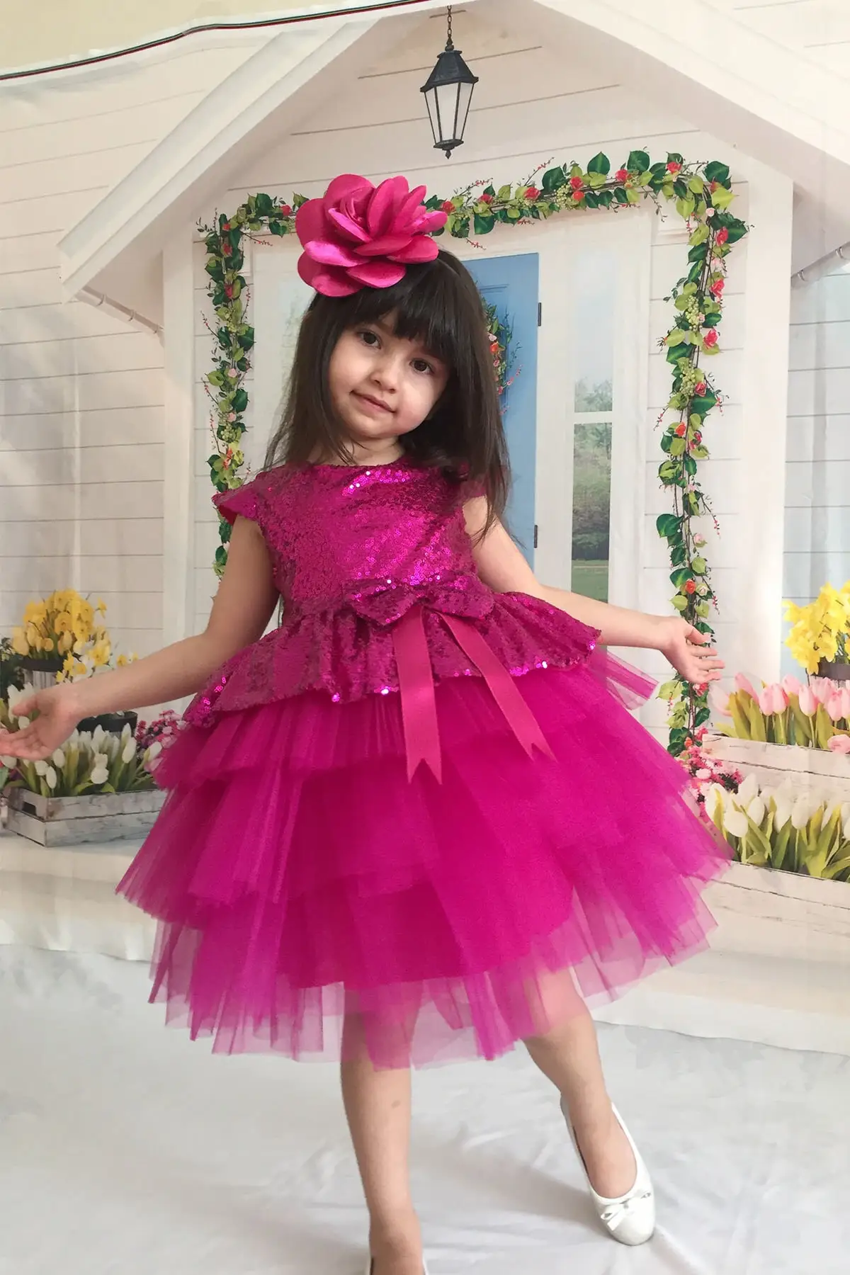 

Girl's Fuchsia Birthday Evening Dress Pink Clothing