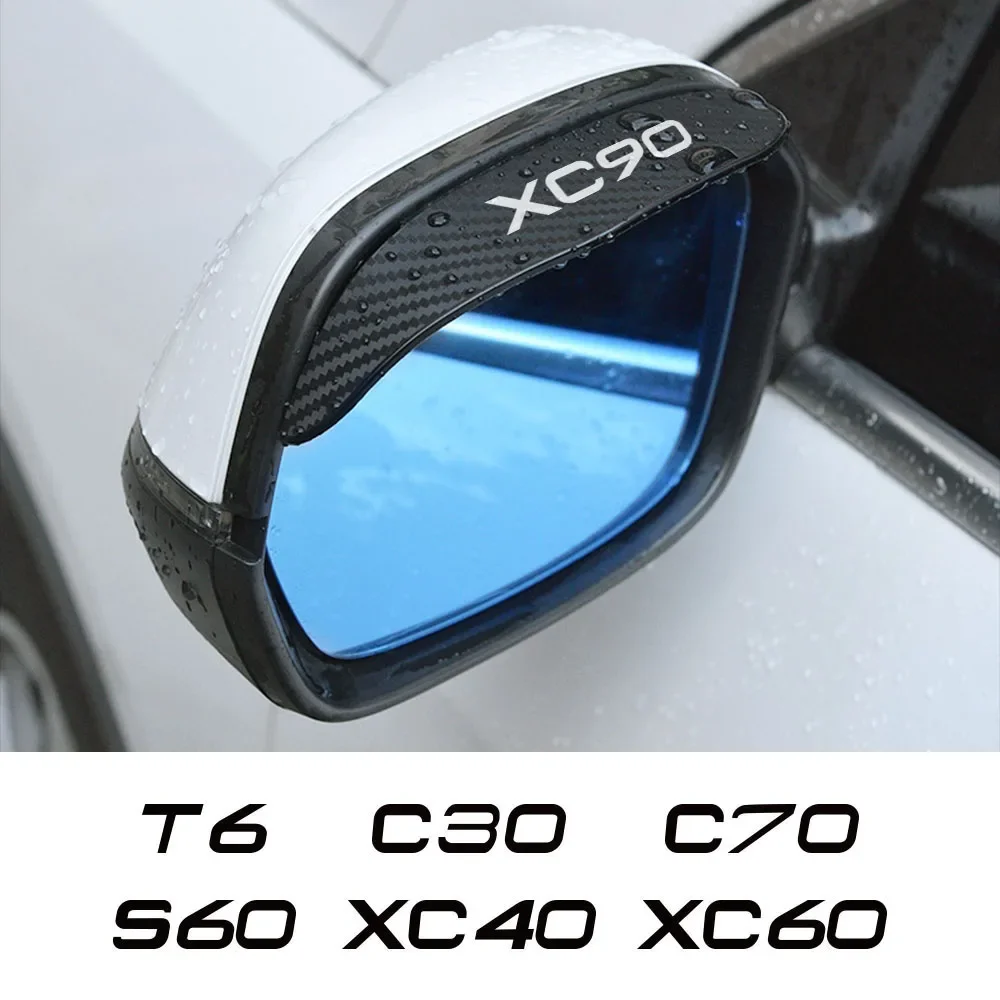 2PCS Car Rearview Mirror Rain Blocker Eyebrow for Volvo XC90 XC60 C30 T6 S60 C70 XC40 V40 XC70 V70 V60 V50 S80 S40 AWD V90 S90