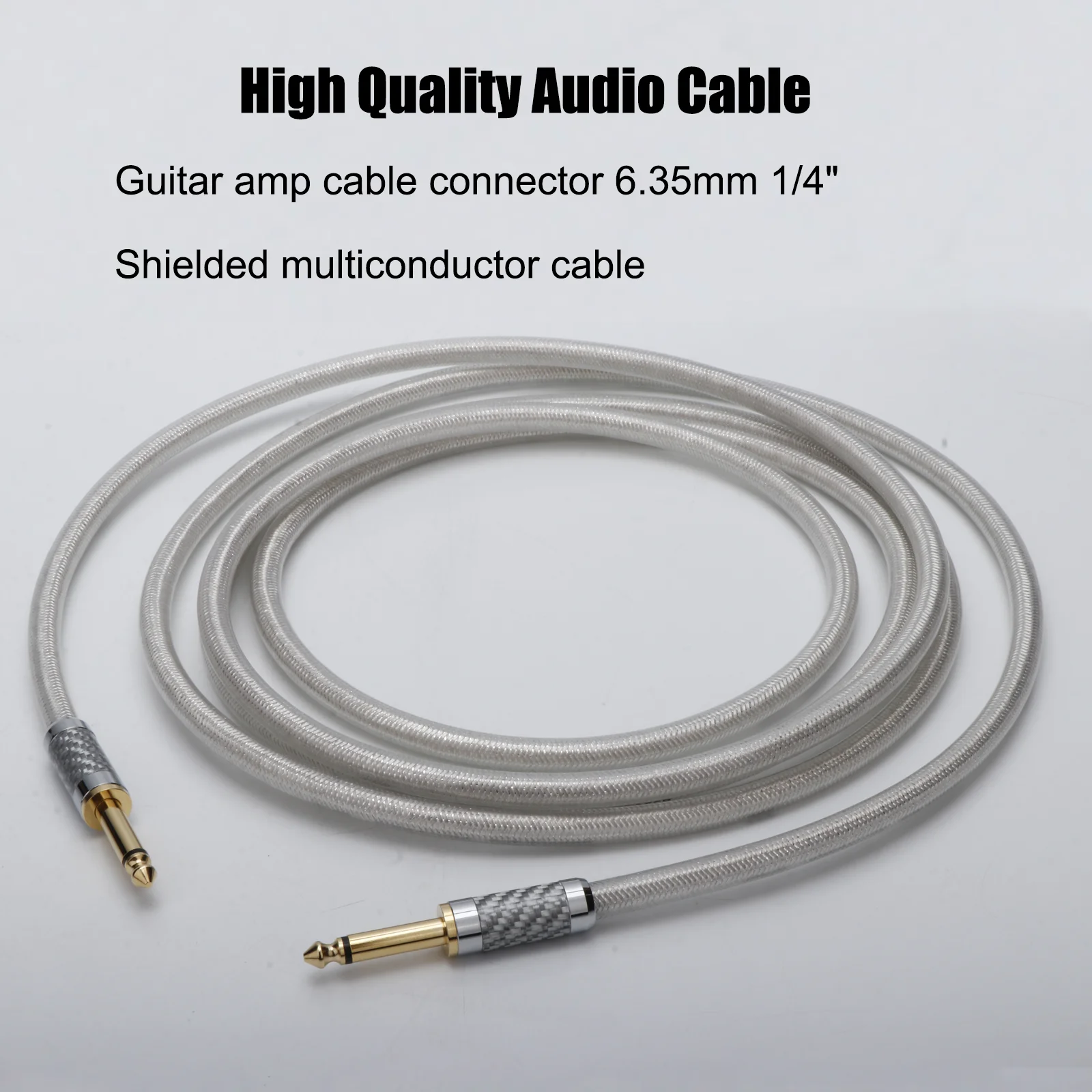 6,35 mm auf 6,35 mm TRS-Audiokabel occ versilbertes Kabel 6,35 mm Klinke Stecker auf Stecker Aux-Kabel – Detail 6