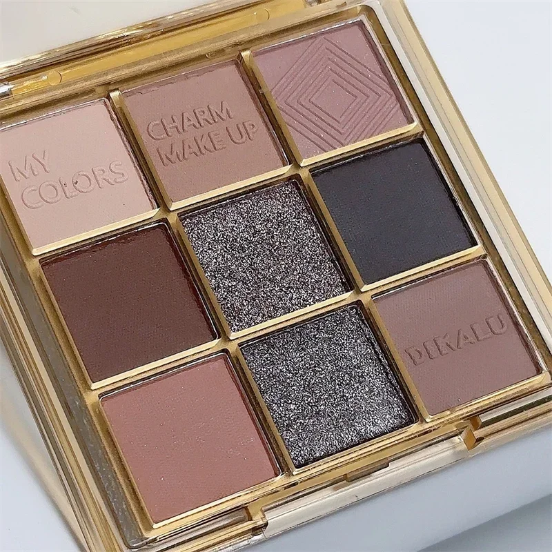 9 Color Punk Smoky Brown Black Eyeshadow Makeup Pallete Matte Chocolate Brown Eye Shadow Palette Shimmer Shiny Eyeshadow Palette