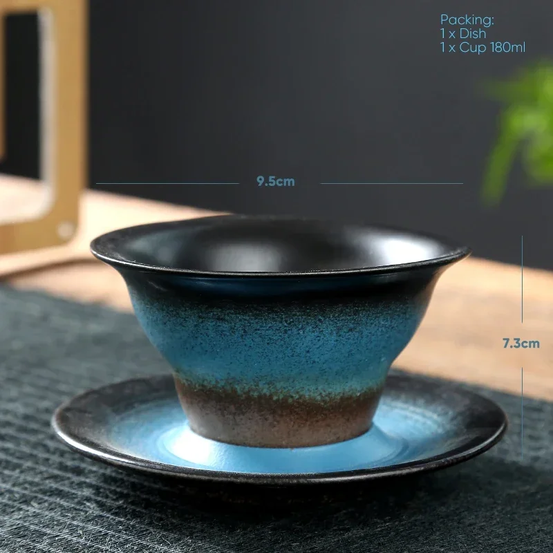 طقم فنجان قهوة وصحن من السيراميك الإبداعي ، كوب قه...
