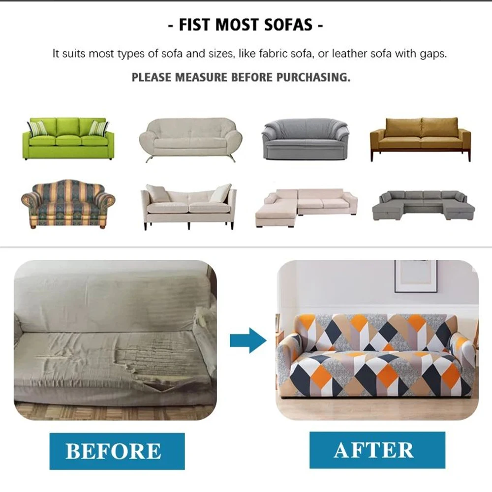JHome Textiles Scratch Resistant Solid Color  Sofa Covers 1PC Elastic All Inclusive  All Season Universal Elastic Sofa Protector 6