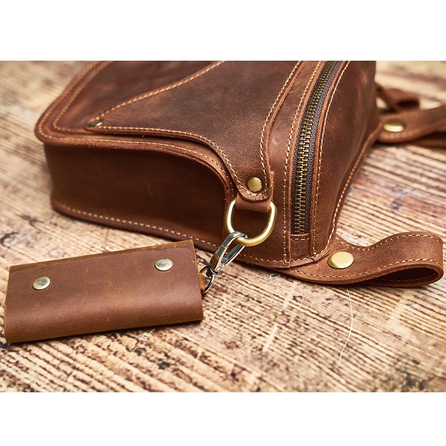 Nupugoo Echt leder Herren Hüft tasche lässig Gürtel tasche Handy tasche verrückte Pferd Leder Jockey Gürtel tasche Vintage Motorrad tasche – Detail 9