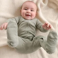 2024 Bamboo Fiber Baby Romper Clothes Long-sleeved Foot Climbing Infant Jumpsuit Children's Solid Cotton Bodysuit For Newborn 4