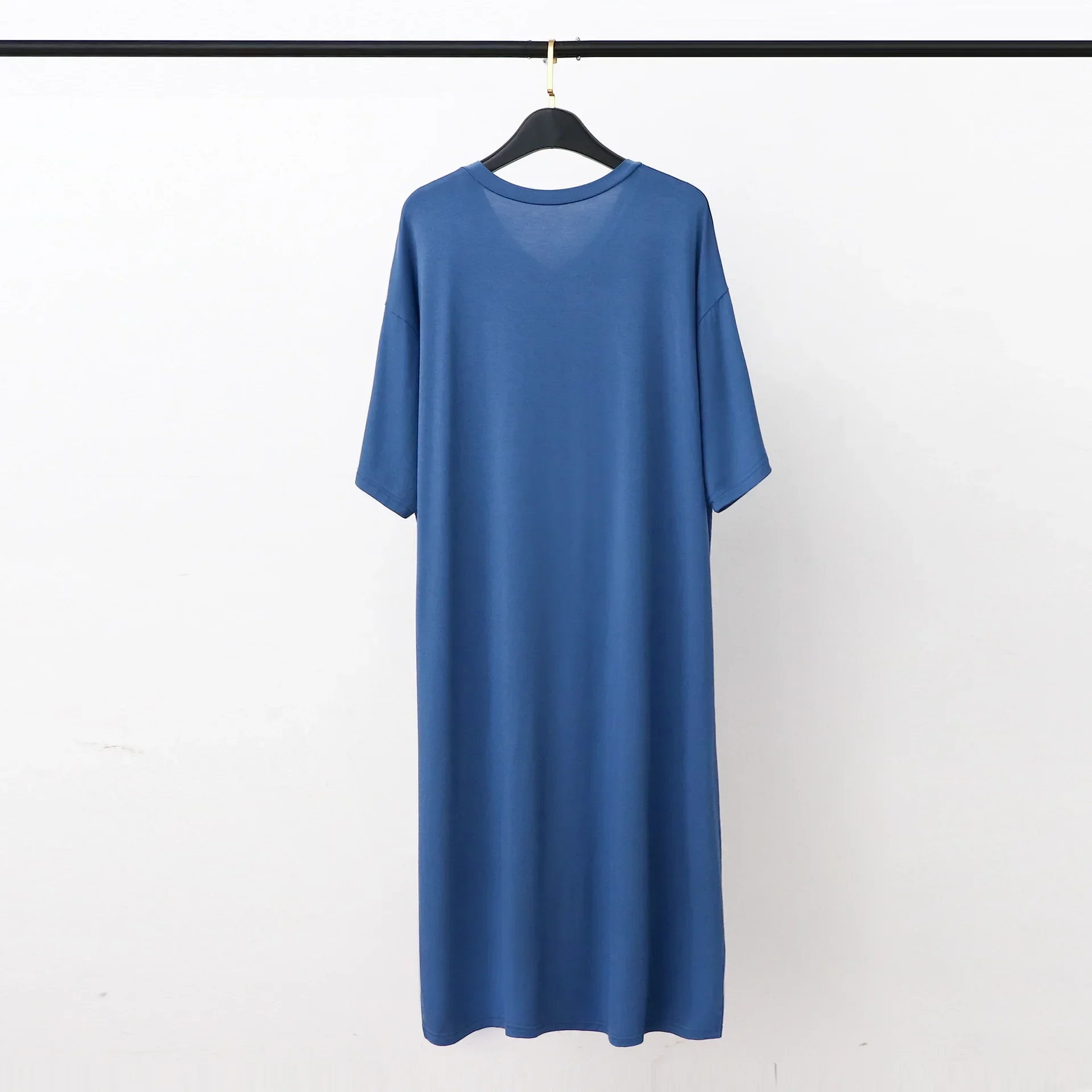 Modal Pajamas Home Clothes Men's Short-sleeved V-neck Mid-length One-piece Nightgown Loose Large Size Mens Cotton Bathrobe cotton bathrobe