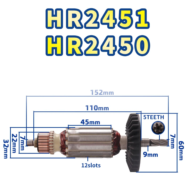 AC220240VRotorsAccessoriesforMakitaHR2451HR2450HammerElectric