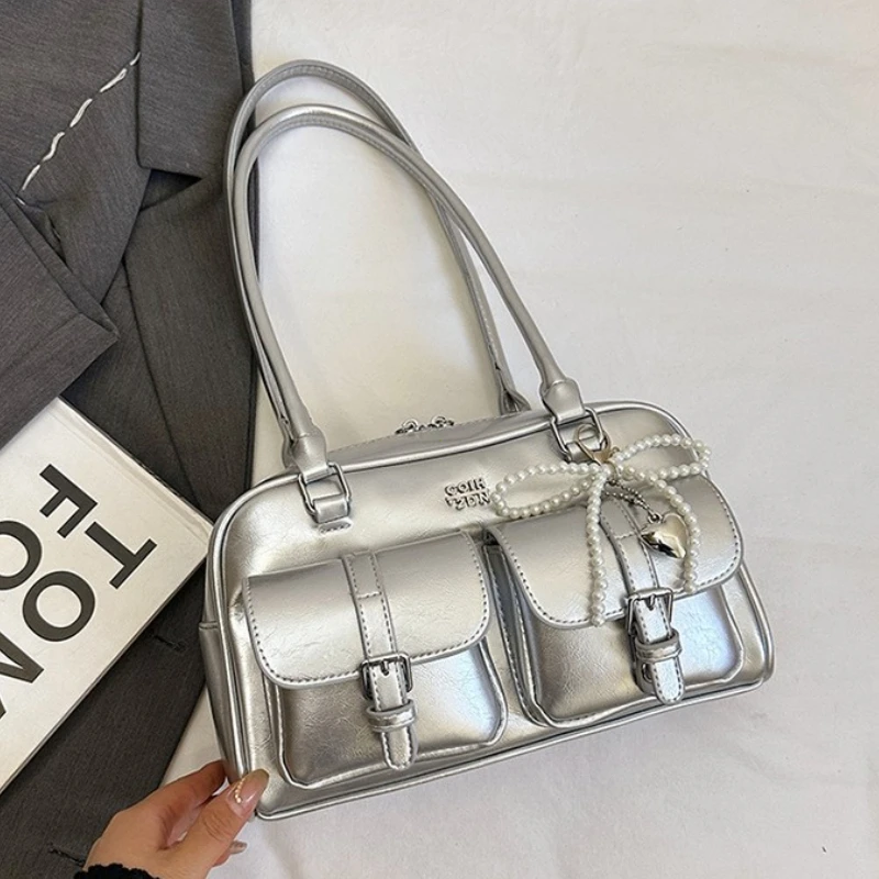 2026 New Commuter Small Women's Handbag Boston Large Capaci Bowling Bag Soft Square PU Leather Faionable oulder Crossbody Bag