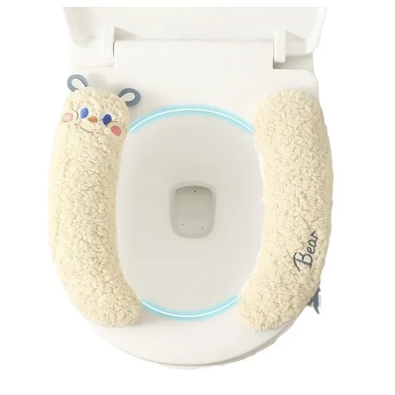 toilet seat cover toilet mat toilet seat cushion toilet accessories 1pcs Cartoon Paste Style Thicken Toilet Seat Cover Mat Winter Warm Soft Washable Mat Seat Case Bidet Cover Bathroom Accessories