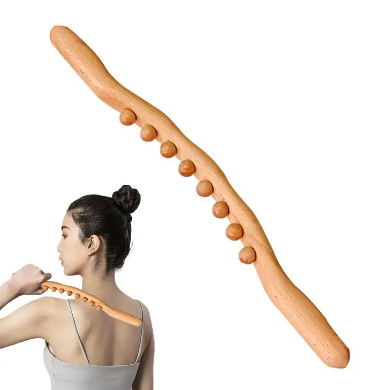 

Guasha Wood Stick Body Shaping Tools Massage Stick Roller 8 Or 10 Beads Massage Roller Stick For Back Neck Legs Arms Shoulders