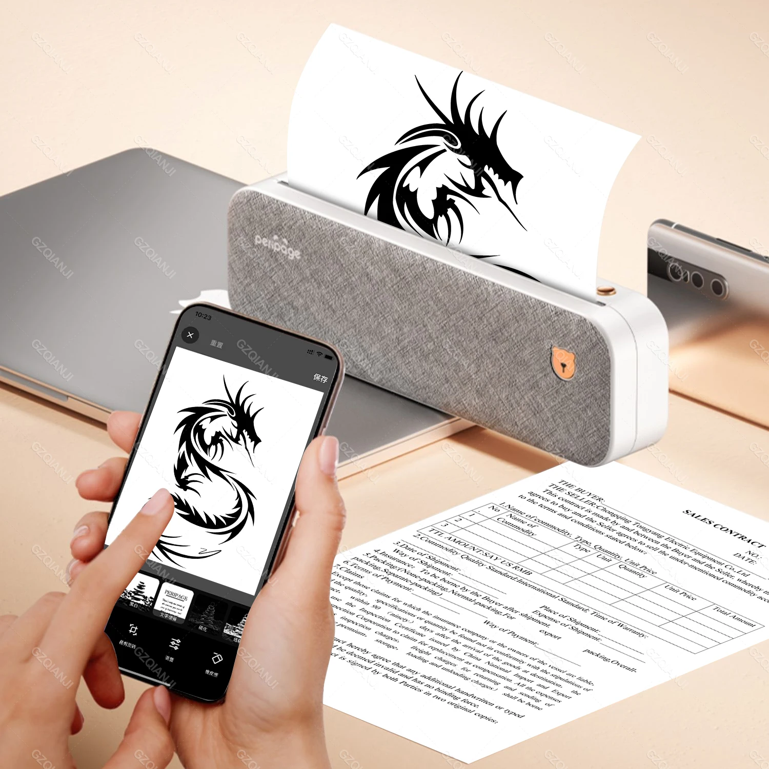 304DPI Peripage Thermal Printer A40 203dpi Tattoo Transfer Paper Inkless Min Portable A4  Label Maker For Mobile Document Print