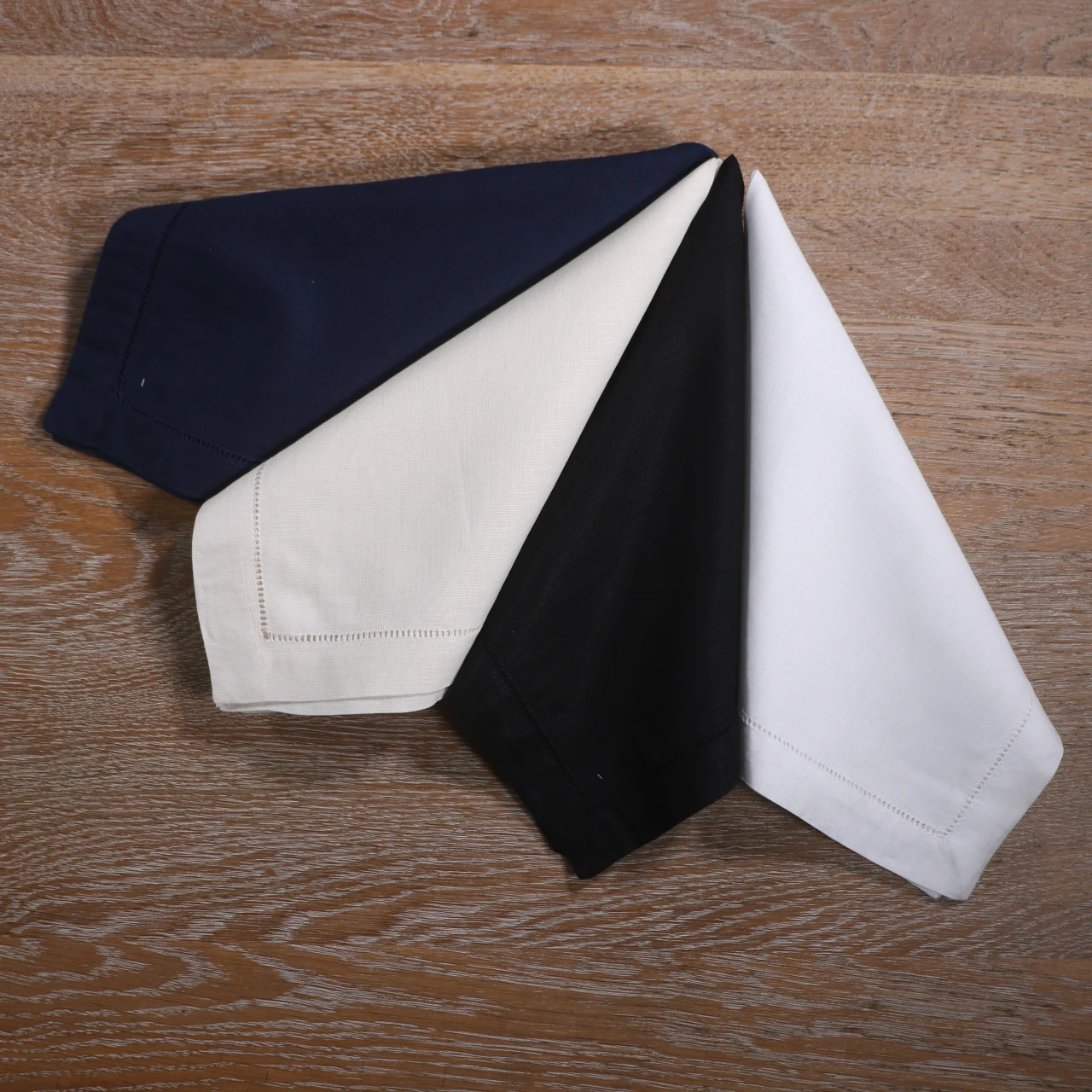 N065-20 12 Pieces 20"x 20" White Navy Ivory Black Pink Grey Red Khaki Linen Cotton Dinner Cloth NapkinsLadder Hemstitch Table