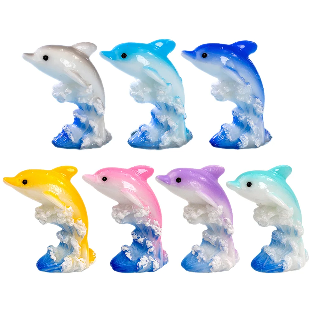 

7 Pcs Micro Landscape Dolphin Small Tiny Garden Decor Mini Resin Decors Sea Animals Ocean Models Miniature