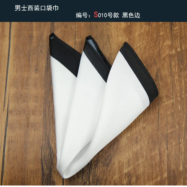 22cm Pocket Square Black Red Edges Wedding for Groom Solid Multi-color Hand-rolled Printed