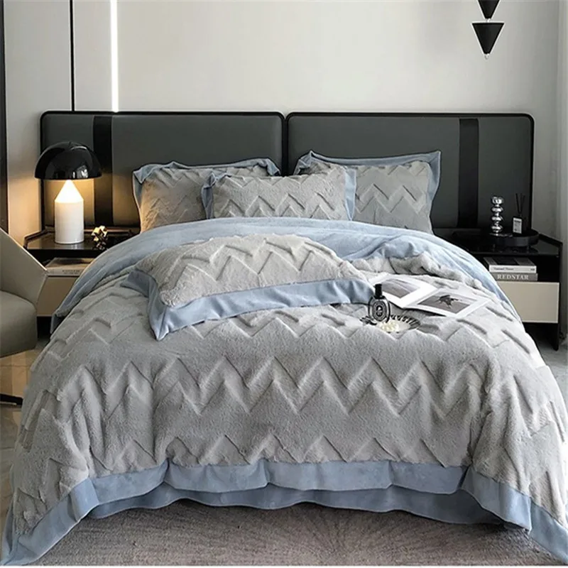 Brand Winter Bedding Set Velvet Fleece Bedding 4pcs/set Duvet Cover Flat Sheet Pillowcase