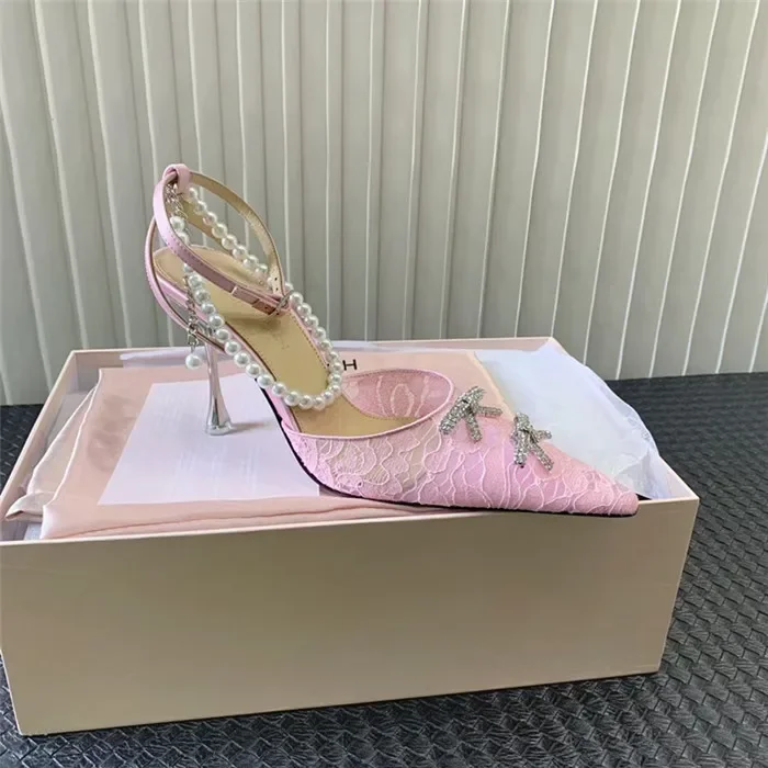 

Diamond Pearl Bow Lace High Heel Sandals High Heel Shoes