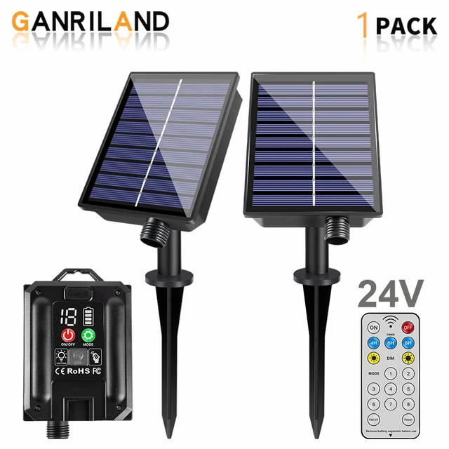 Kit de boîte de commande de guirlande solaire, panneau de batterie au Lithium pour guirlande lumineuse LED 24V, 8 Modes de Flash, charge cc avec télécommande 1