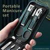 Germania 6 pezzi Set di Manicure di lusso portatile kit di Pedicure Set di tagliaunghie nero brillante strumenti per la cura personale forbici per sopracciglia 1