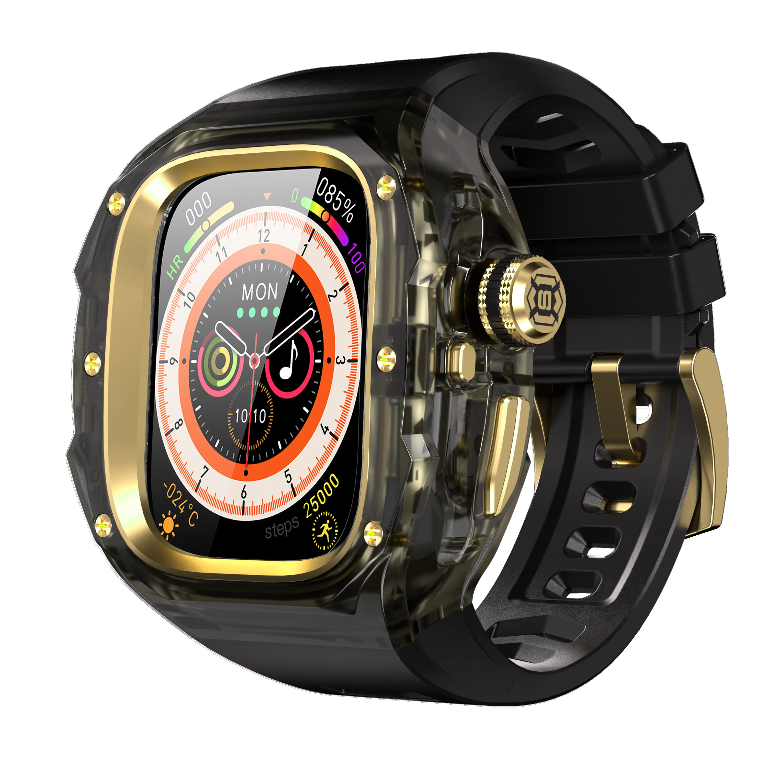 Enhanced Crystal Watch Case, 49MM - Easy Install, No Screws, Multiple Colors Available