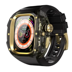 Enhanced Crystal Watch Case, 49MM - Easy Install, No Screws, Multiple Colors Available - Watch Ultra 3 (Black Earth Gold)