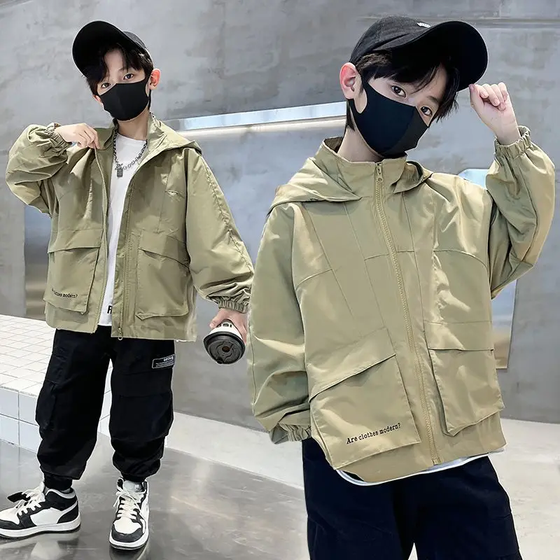 

Куртка на молнии для мальчиков, с длинным рукавом и надписью