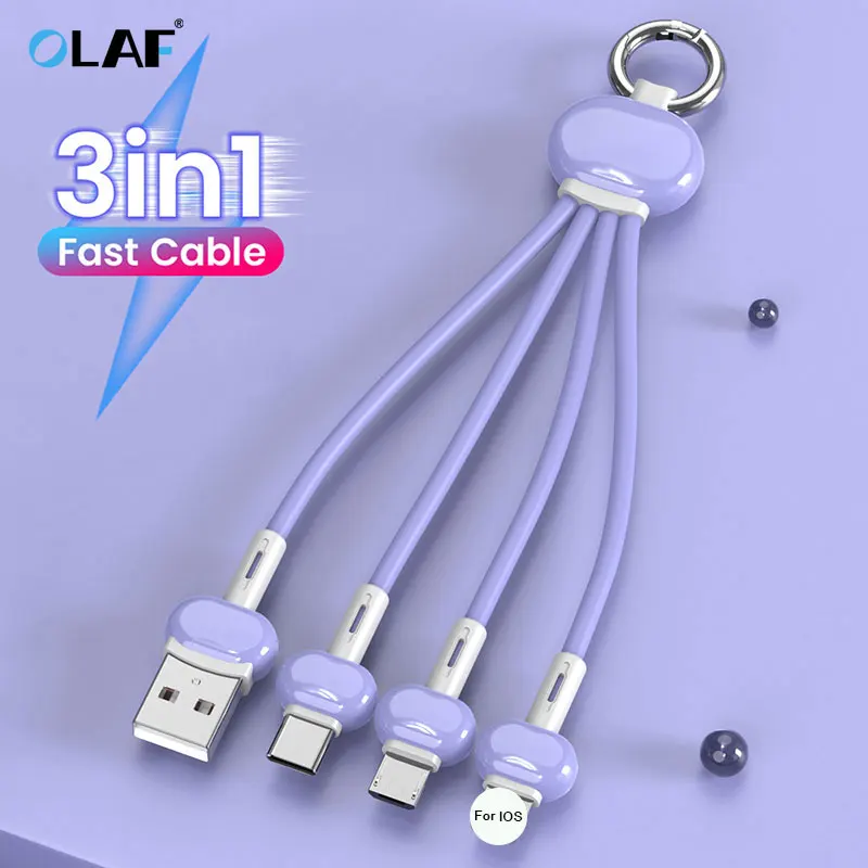 3 in 1 USB Type C Cable For Samsung S20 Xiaomi Mi 9 Keychain Charging iPhone 13 12 11 Charger Micro |