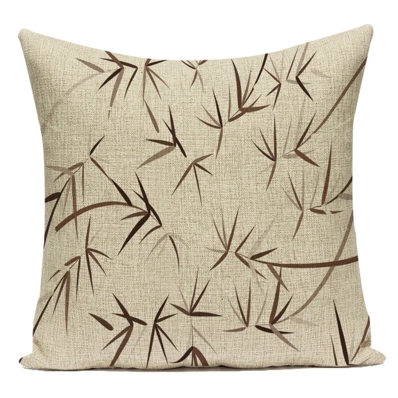 Nordic Bamboo Leaves Decorative Cushion Cover - Fresh Green Home and Sofa Accent