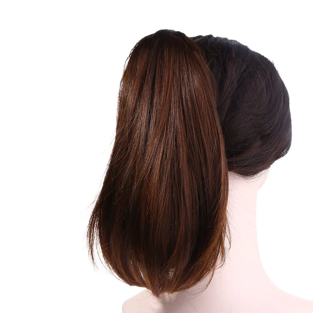 Description Picture 5 of itemFiber Women Invisible Synthetic Girls Fluffy Short Straight Ponytail Pony Tail Hairpiece Claw Clip Ponytail Hair Extension
