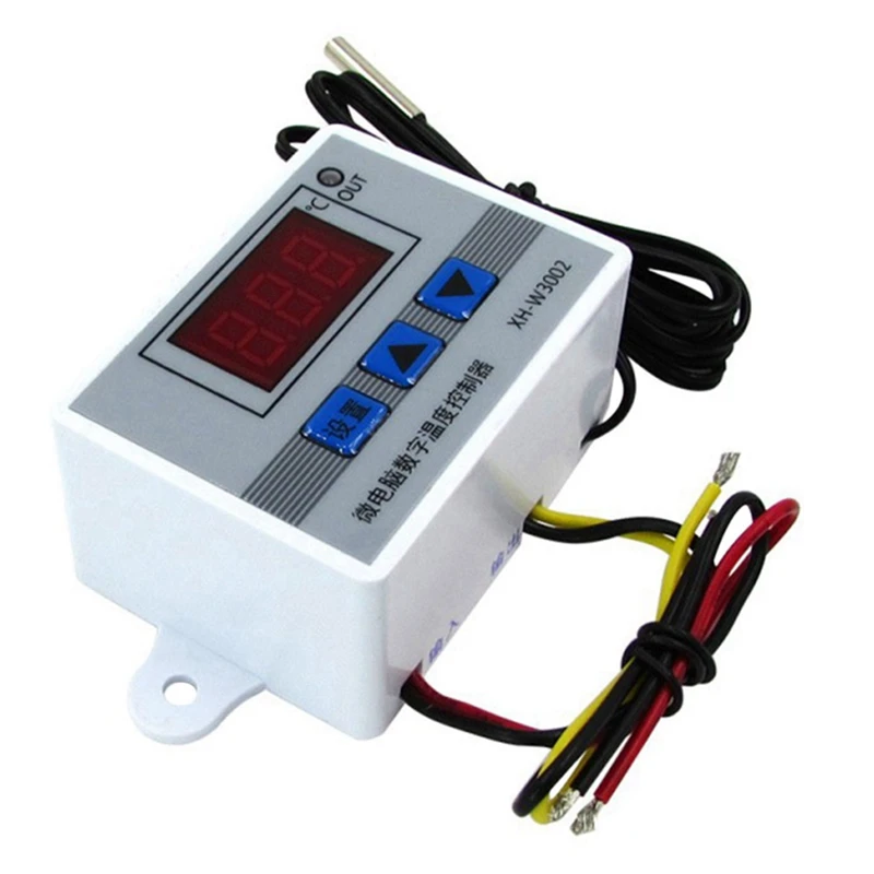 

2X XH-W3002 Microcomputer Digital Thermostat 12V 120W With Probe Heat Cool Temp Thermostat Control Switch