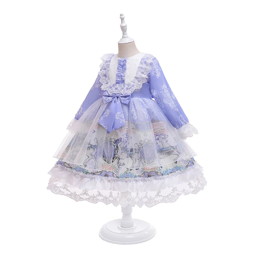 Spring Summer Princess Girl Lolita Dress Kawaii Lace Soft Girly Baby Doll Dresses Wedding Party Birthday Teenager Costume 3-12 Y